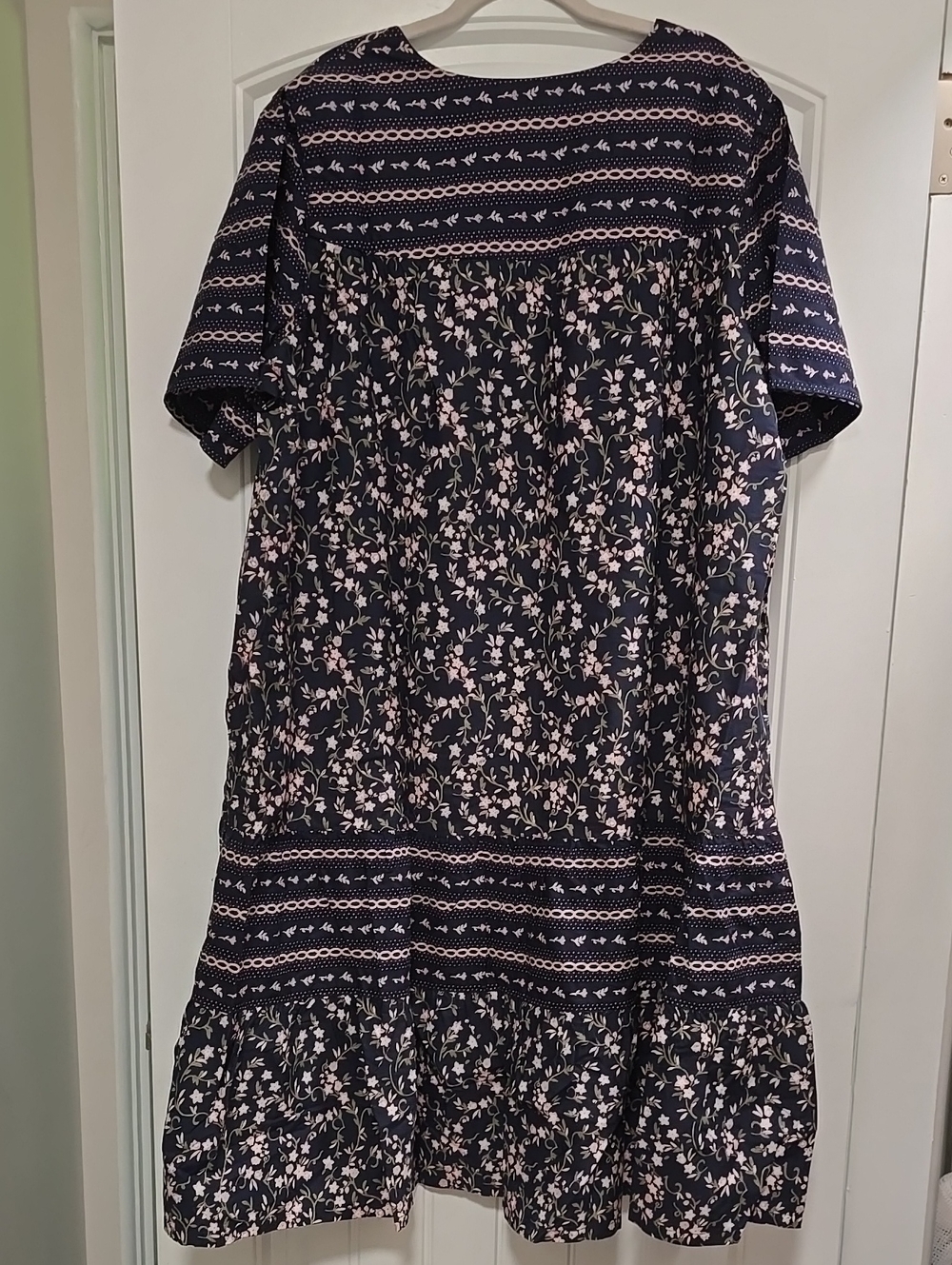NWT NATIONAL Womens Plus Size Navy Floral House Dress - Picture 5 of 5